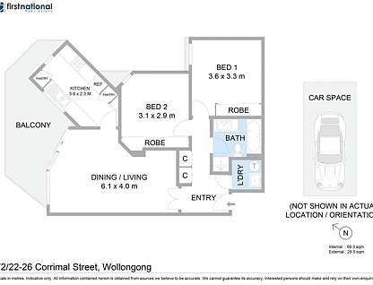 72/22-26 Corrimal Street, Wollongong, Wollongong - Greater Region, 2 Schlafzimmer, 1 Badezimmer, Apartment