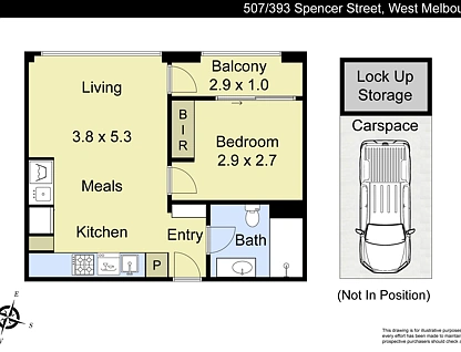 507/393 Spencer Street, West Melbourne, Melbourne CBD, 1 phòng ngủ, 1 phòng tắm, Apartment