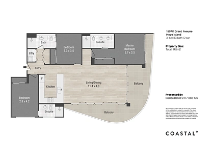 1507/1 Grant Avenue, Hope Island, Gold Coast, 3 habitaciones, 3 baños, Apartment