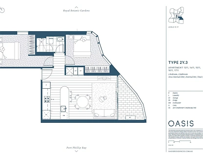 1311/1-13 Cobden St, South Melbourne, Melbourne CBD, 2 habitaciones, 1 baños, Apartment