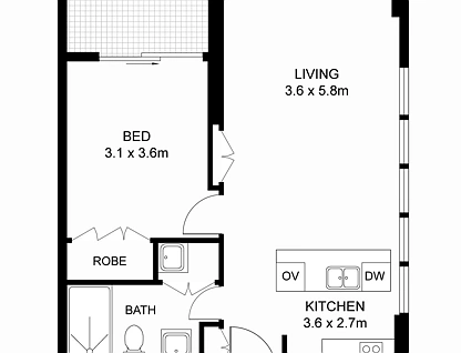 109/38 Oxford Street, Epping, Upper North Shore, 1 침실, 1 욕실, Apartment