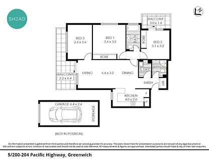 5/200-204 Pacific Highway, Greenwich, Lower North Shore, 3 chambres, 2 salles de bain, Apartment