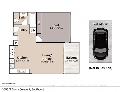 1003/1 Como Crescent, Southport, Gold Coast, 1房, 1浴, Apartment