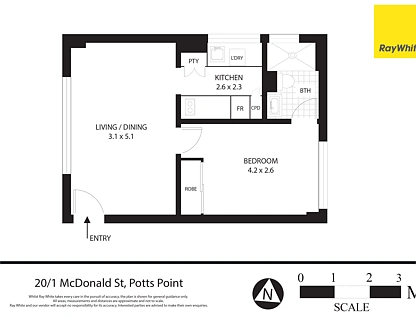 20/1 McDonald Street, Potts Point, Sydney CBD, 1房, 1浴, Apartment