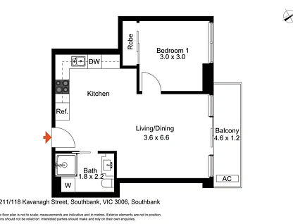 2211/118 Kavanagh Street, Southbank, Melbourne CBD, 1部屋, 1バスルーム, Apartment
