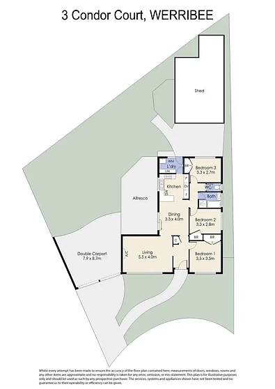 फ्लोर प्लान - 3 Condor Court, Werribee, VIC 3030