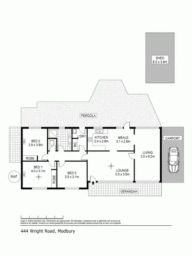 फ्लोर प्लान - 444 Wright Road, Modbury, SA 5092