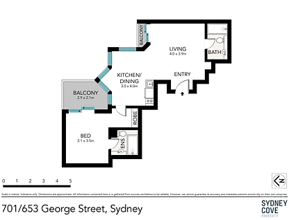 701/653 George Street, Sydney, Sydney CBD, 1部屋, 2バスルーム, Apartment