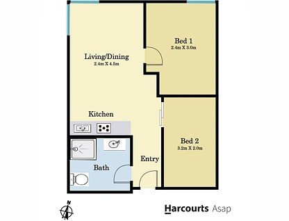 401/268 Flinders Street, Melbourne, Melbourne CBD, 2部屋, 1バスルーム, Apartment