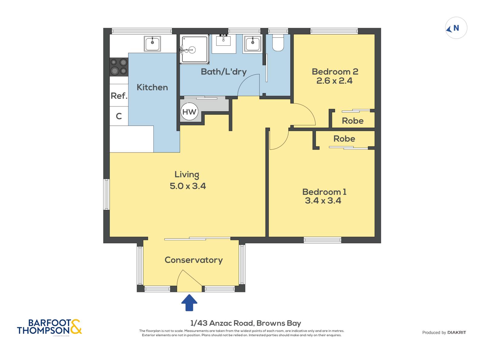 1/43 Anzac Road, Browns Bay, Auckland - North Shore, 2 Bedrooms, 1 Bathrooms, Unit