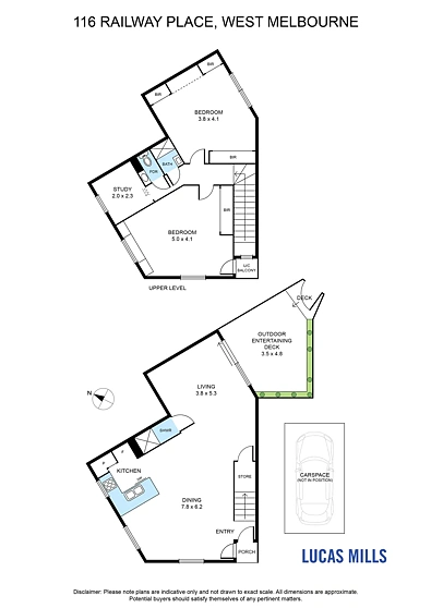 116 Railway Place, West Melbourne, VIC 3003, 2房, 1浴, Townhouse