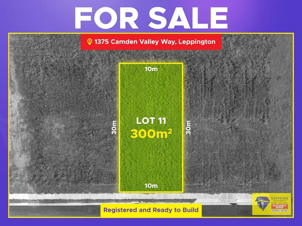 Leppington Registered 300 SQM WITH 10M FRONTAGE Land in Leppington