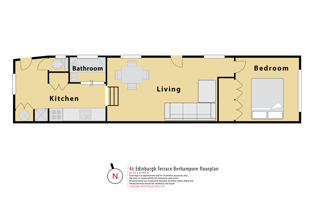 46 Edinburgh Terrace, Berhampore, Wellington, 1部屋, 1バスルーム