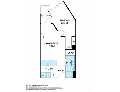 502/154 Cremorne Street, Richmond, Inner East Melbourne, 1部屋, 1バスルーム, Apartment