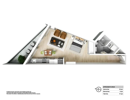 204/466 King Street, Newcastle West, Newcastle, 1 Kuwarto, 1 Banyo, Apartment