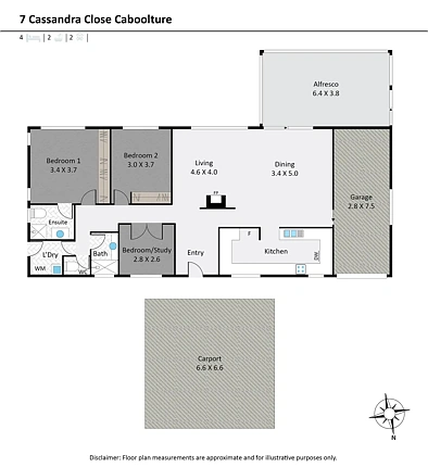 फ्लोर प्लान - 7 Cassandra Close, Caboolture, QLD 4510
