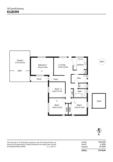 39 Carroll Avenue, Kilburn, SA 5084, 4房, 1浴, House