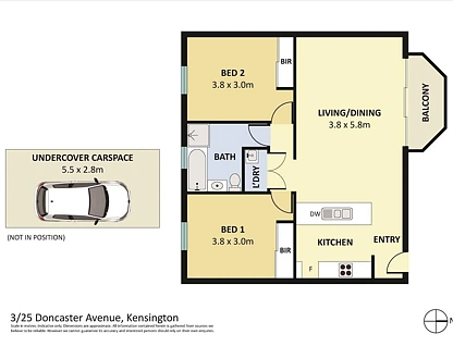 3/25 Doncaster Avenue, Kensington, Eastern Suburbs, 2 غرف, 1 حمامات, Apartment