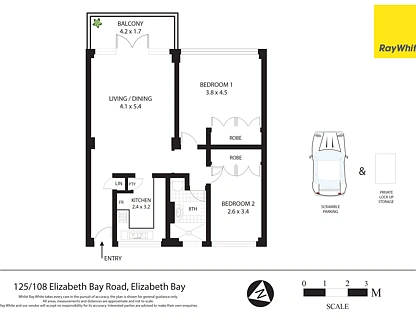 125/108 Elizabeth Bay Road, Elizabeth Bay, Sydney CBD, 2 Bedrooms, 1 Bathrooms, Apartment