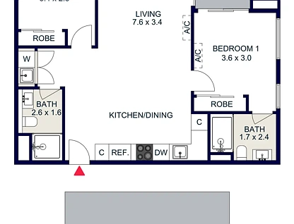 2305E/888 Collins Street, Docklands, VIC 3008, 2房, 2浴, 公寓