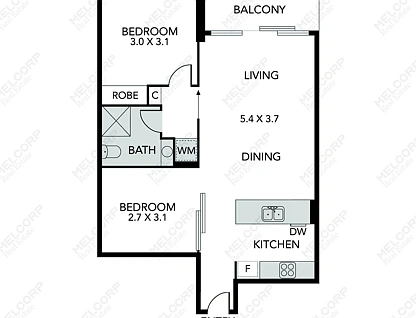 2807/318 Russell Street, Melbourne, Melbourne CBD, 2 રૂમ, 1 બાથરૂમ, Apartment
