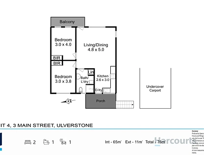 4/3 Main Street, Ulverstone, West and North West, 2 ਕਮਰੇ, 1 ਬਾਥਰੂਮ, Unit