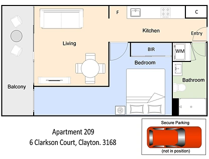 209/6 Clarkson Court, Clayton, Bayside, 1 phòng ngủ, 1 phòng tắm, House
