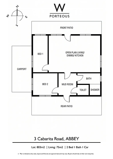 3 Cabarita Road, Abbey, WA 6280, 2房, 1浴, House