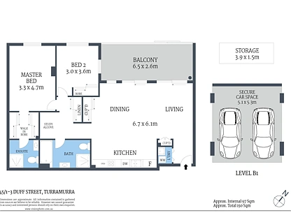 45/1-3 Duff Street, Turramurra, Upper North Shore, 2 कमरे, 2 बाथरूम, Apartment