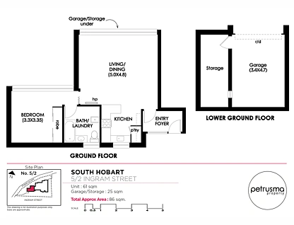 5/2-4 Ingram Street, South Hobart, Hobart, 1部屋, 1バスルーム, Unit