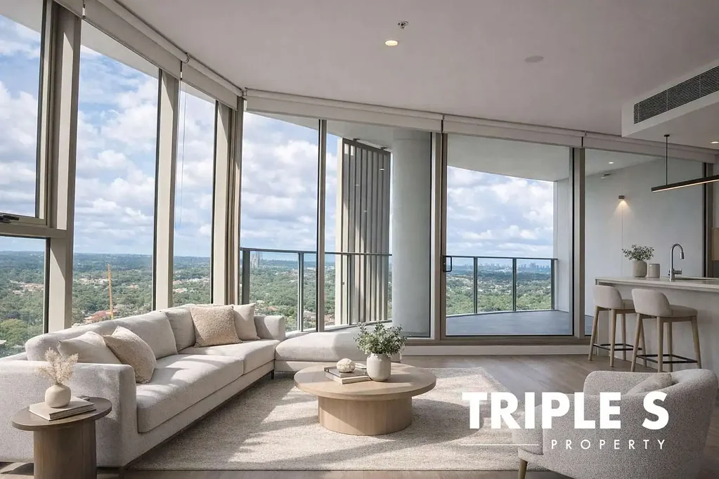 Epping 2房 15层高楼层 朝北东市景 Harbour Bridge视野 Epping站近 顶级度假村设施 SMEG电器 主卧带套间 Elevated North-East Corner Living with City Views in Sought-After Langston Precinct
