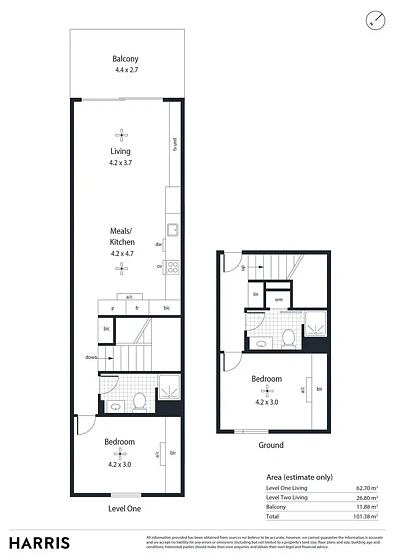 फ्लोर प्लान - 207/59 Gibson Street, Bowden, SA 5007
