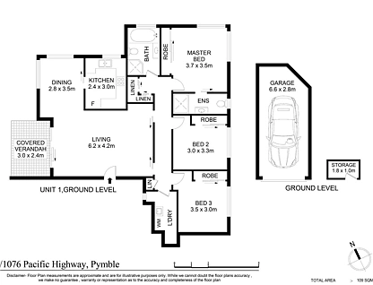 1/1076 Pacific Highway, Pymble, Upper North Shore, 3部屋, 2バスルーム, Apartment