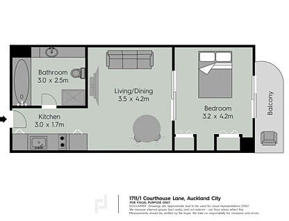 1711/1 Courthouse Lane, Auckland Central, Auckland City, 1 Kuwarto, 1 Banyo, Apartment
