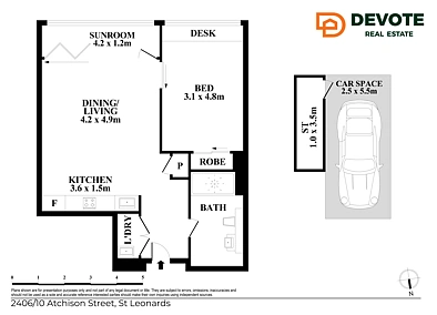 2406/10 Atchison Street, St Leonards, NSW 2065, 1 slaapkamers, 1 badkamers, Apartment