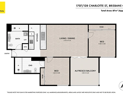 1707/128 Charlotte Street, Brisbane City, Brisbane - Inner City Region, 2 ਕਮਰੇ, 2 ਬਾਥਰੂਮ, Apartment