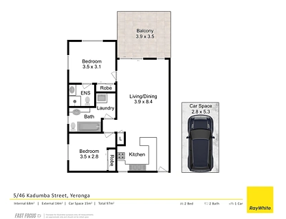 5/46 Kadumba Street, Yeronga, Brisbane - Southern Region, 2 Schlafzimmer, 2 Badezimmer, Apartment