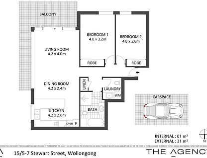 15/5-7 Stewart Street, Wollongong, Wollongong - Greater Region, 2 chambres, 1 salles de bain, Apartment