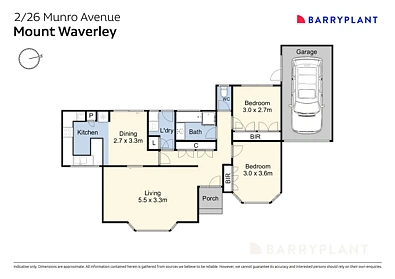 2/26 Munro Avenue, Mount Waverley, VIC 3149, 2房, 1浴, Unit