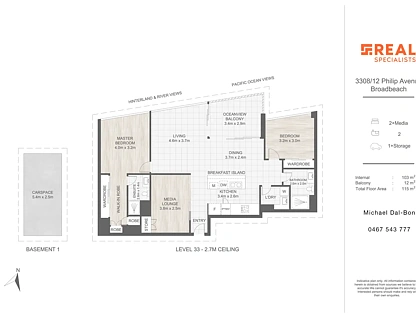 3308/12 Philip Avenue, Broadbeach, QLD 4218, 2 રૂમ, 2 બાથરૂમ, Apartment