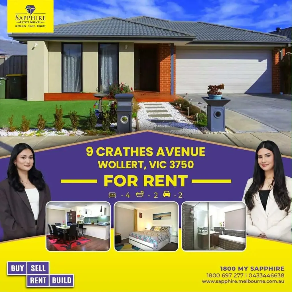 9 Crathes Avenue, Wollert VIC 3750
🛏️ 4 Bedrooms | 🛁 2 Bathrooms available for lease now!