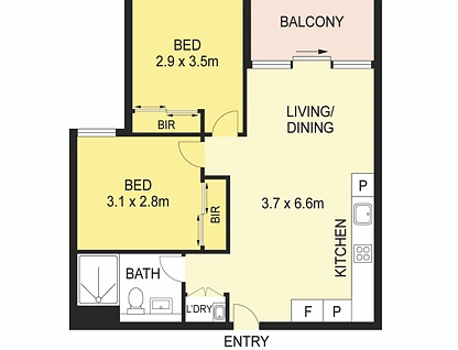 3814/628 Flinders Street, Docklands, Melbourne CBD, 2 Bedrooms, 1 Bathrooms, Apartment
