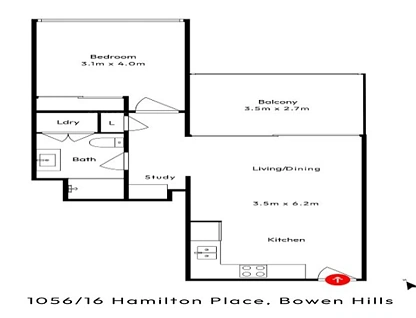 1056/16 Hamilton Place, Bowen Hills, Brisbane - Inner City Region, 1 침실, 1 욕실, Apartment