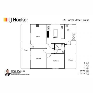 28 Porter Street, Collie, WA 6225, 2 Bedrooms, 1 Bathrooms, House