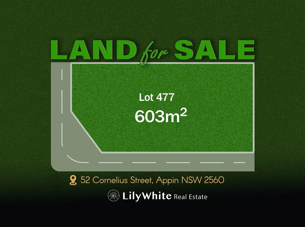Appin 街角地块 603m2 便捷交通 双住居潜力 家校近便 生活便利 Registered Vacant Land for Sale in APPIN!