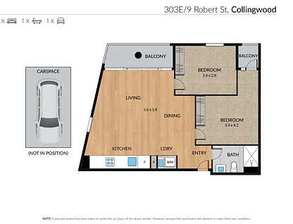 303E/9 Robert Street, Collingwood, Melbourne CBD, 2 غرف, 1 حمامات, Apartment