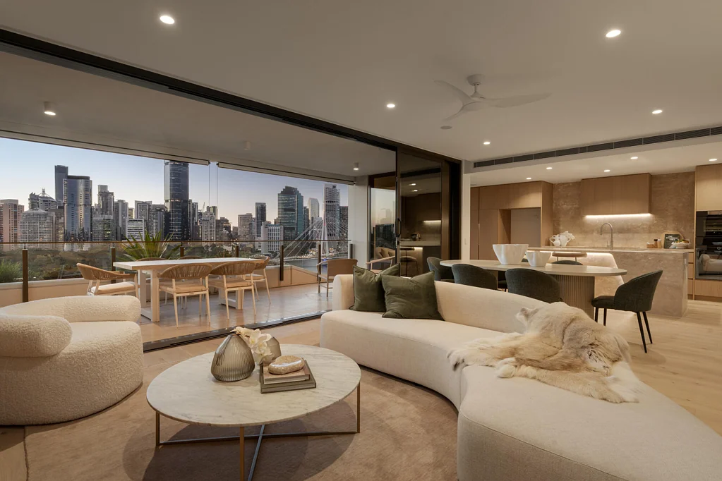Kangaroo Point 3બેડરૂમ Skye - A Sculptural Masterpiece of Light, Life and Luxury