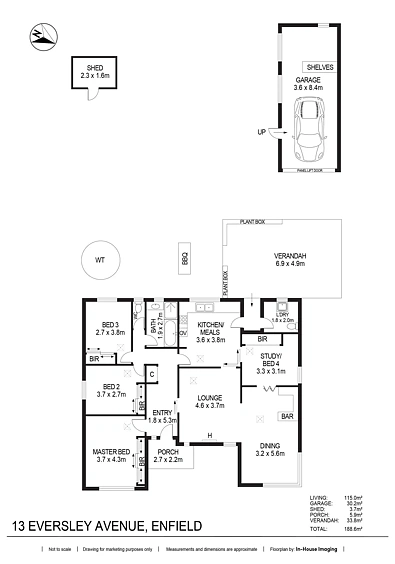Plano ng Bahay - 13 Eversley Avenue, Enfield, SA 5085