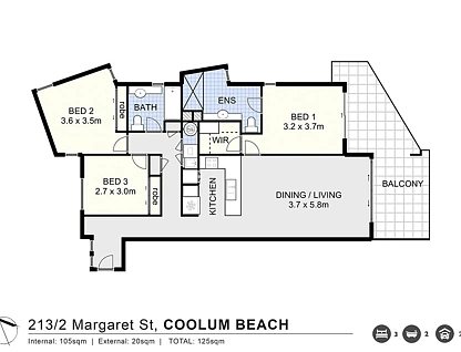 213/2 Margaret Street, Coolum Beach, Sunshine Coast, 3 Kuwarto, 2 Banyo, Unit