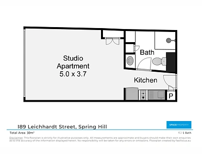 189 Leichhardt Street, Spring Hill, Brisbane - Inner City Region, 1 Bedrooms, 1 Bathrooms, Apartment